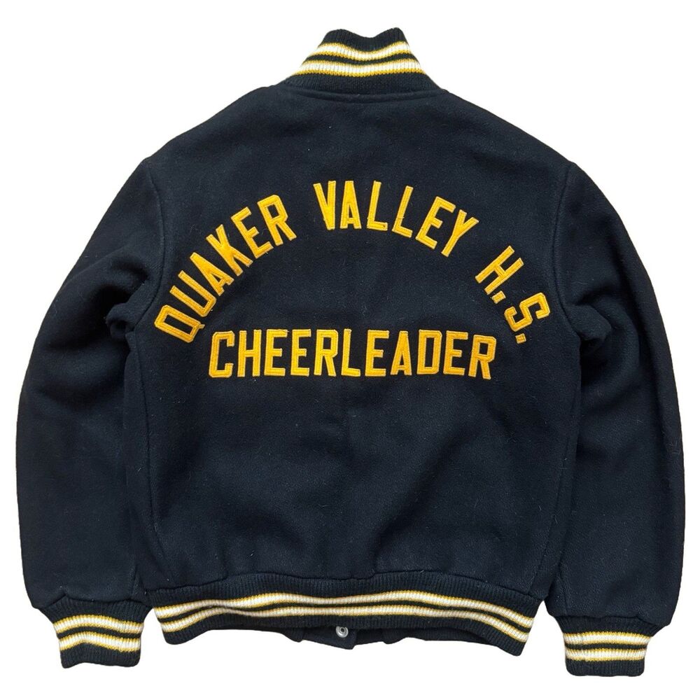 Vintage 70s Quaker Valley HS Letterman Varsity Bomber Jacket Size Small Wool